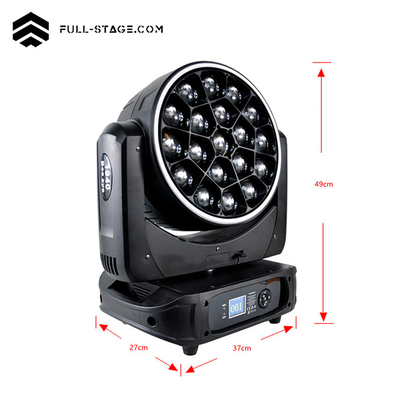 19x40W LED Moving Head Wash Light – RGBW Rotating Mirror