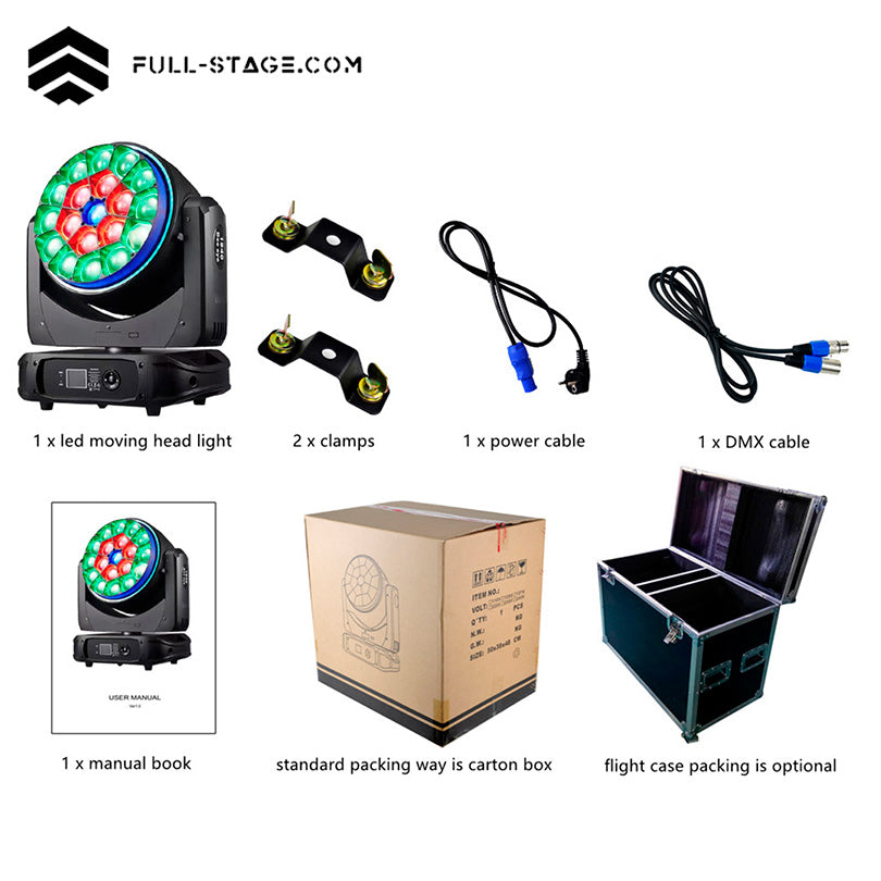 19x40W LED Moving Head Wash Light – RGBW Rotating Mirror - Lámpara Wash - Imagen 22 19x40W LED Moving Head Wash Light – RGBW Rotating Mirror - Full-Stage