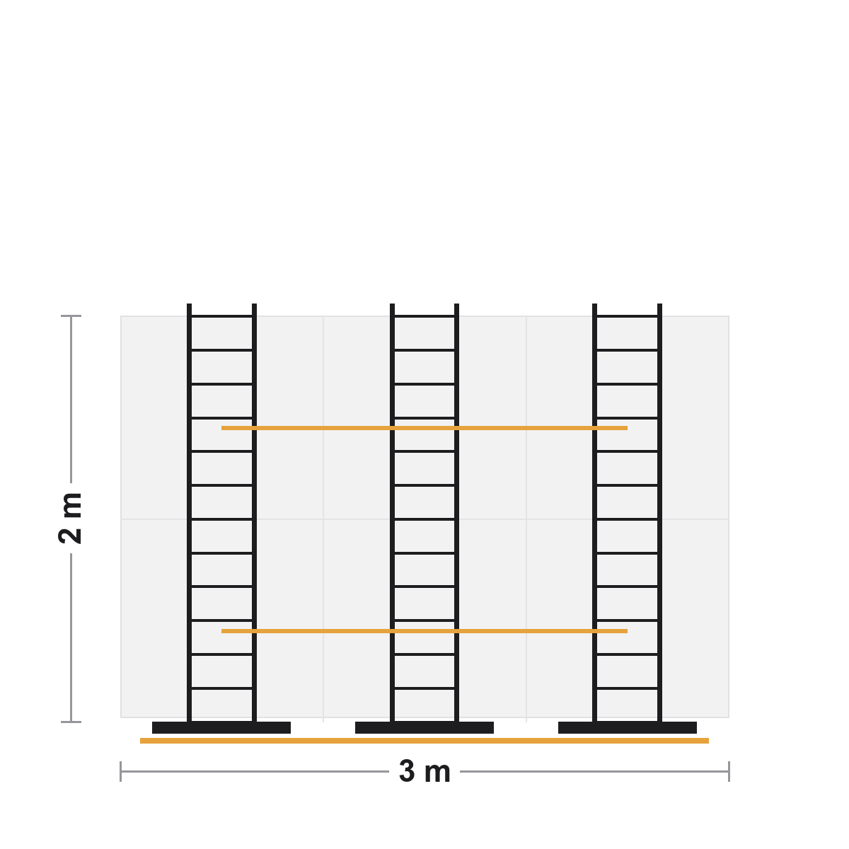 Ground support para pantalla LED de 3x2 metros - Ground Support - Imagen 2 Alzado del ground support de 3 × 2 m - Full-Stage