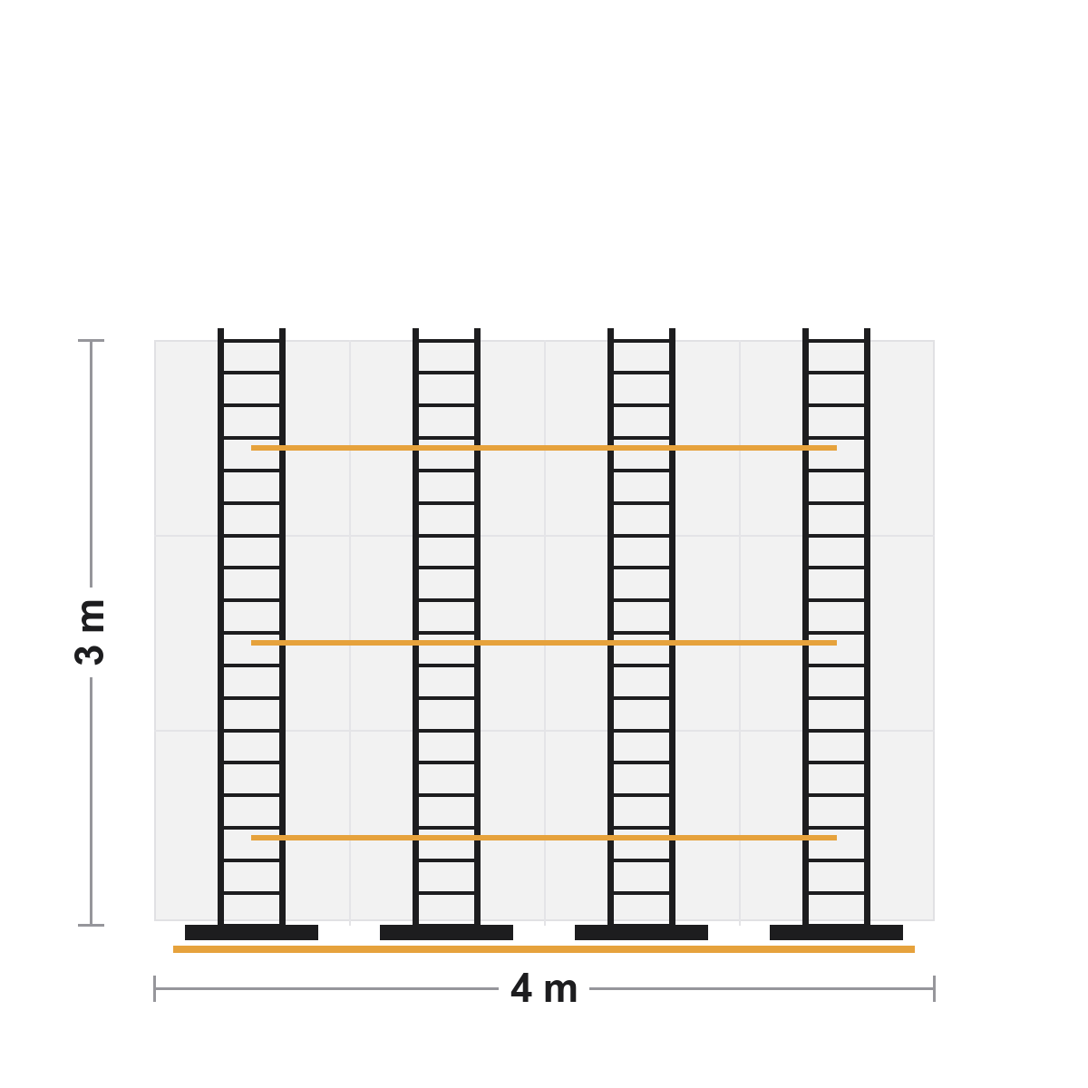 Ground support para pantalla LED de 4x3 metros - Ground Support - Imagen 2 Alzado del ground support de 4 × 3 m - Full-Stage