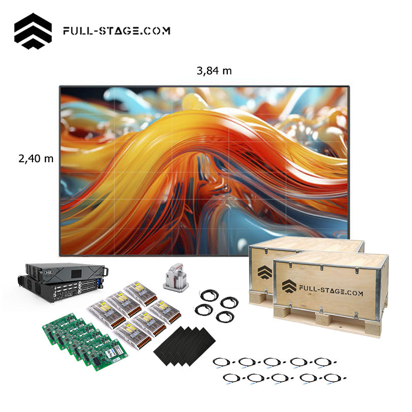 شاشة إعلانات LED داخلية P2 مقاس 3.84 × 2.40 متر
