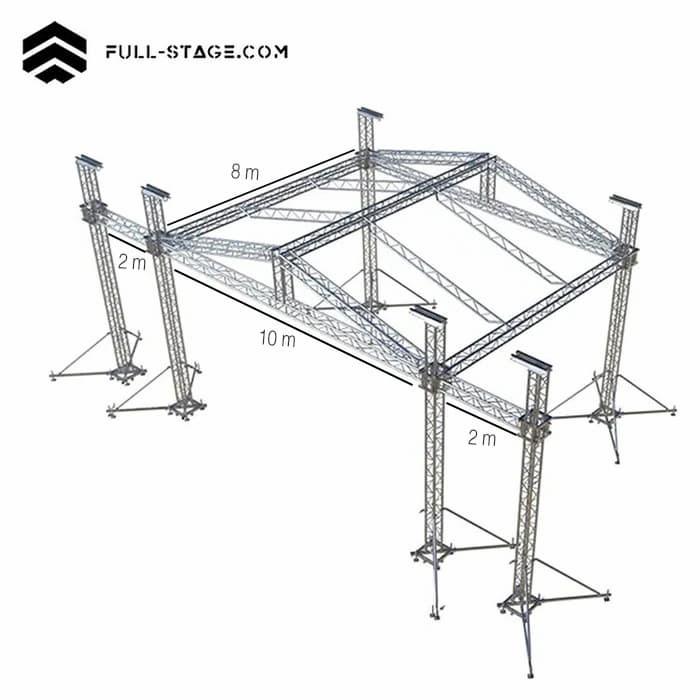 سقف تروس دوس أغواس (مثلث) 10x8 متر - سقف تروس كامل المرحلة - Imagen 1 techo truss triangular o dos aguas de Full-Stage certificado por TÜV Rheinland - Full-Stage