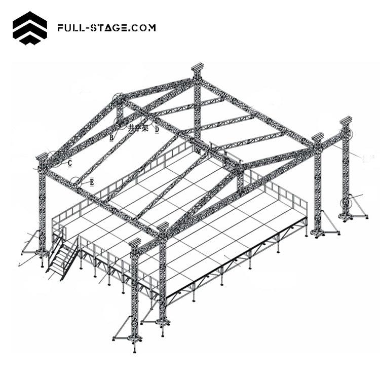 Techo truss de 18x15 metros triangular (dos aguas)de Full-Stage, la marca Líder en equipos para la producción de eventos