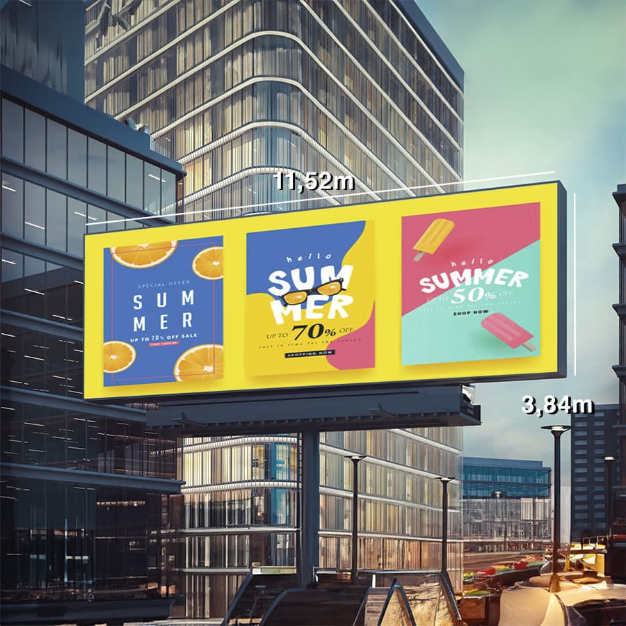 Valla Publicitaria LED Exterior P10 de 12x4 metros