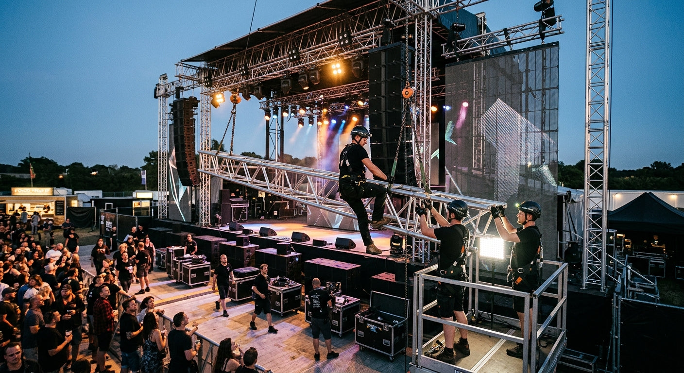 Rigging seguro en eventos: normas, certificaciones y buenas prácticas